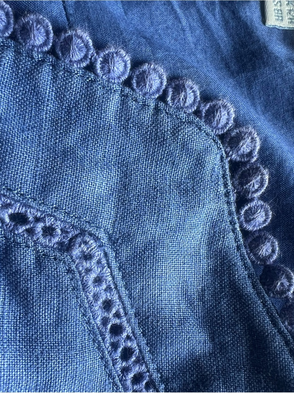 Boden 🇬🇧 Abigail 100% linen Blue Sleeveless Embroidered Dress - Picture 10 of 12